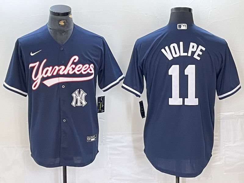 Men New York Yankees 11 Volpe Dark blue Second generation joint name Nike 2024 MLB Jersey style 3
